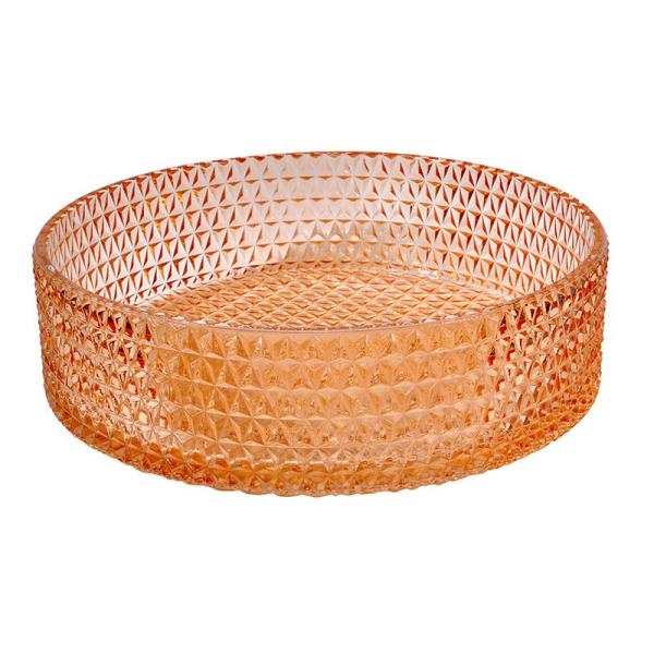 Diamond Round Wash Hand Basin Amber Color Glass Bowl Bathroom Sink