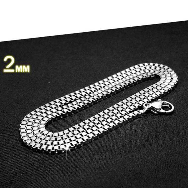 Men's 925 Silver Plated Titanium Stainless Steel  Box Chain Necklace (CE496)