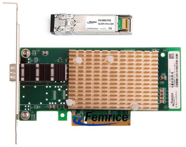 Femrice 10G Single Port Gigabit Ethernet PCIe x8 Server NICs Intel 82599 Chipset Server Card With 10G Multi-mode Module