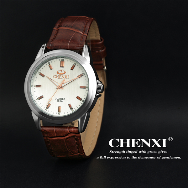 Guangzhou Watch Supplier Stainless Steel Case Back Quartz Watch Leather Strap Watches Mens