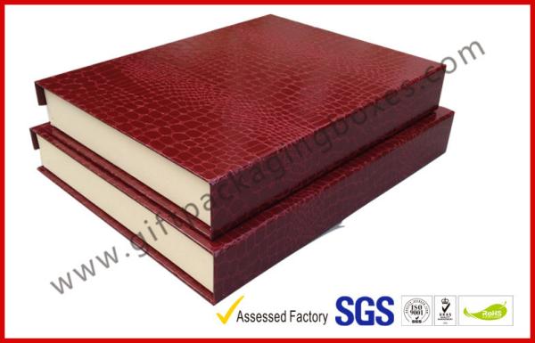 Luxury leathe paper with texture gift boxes for frame ,  Customized crocodile embossed leather paper gift package 