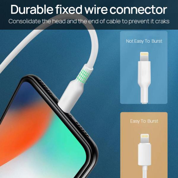MFI C89 Braided Iphone Cable OD 3.5mm Iphone Lightning Cable 2m