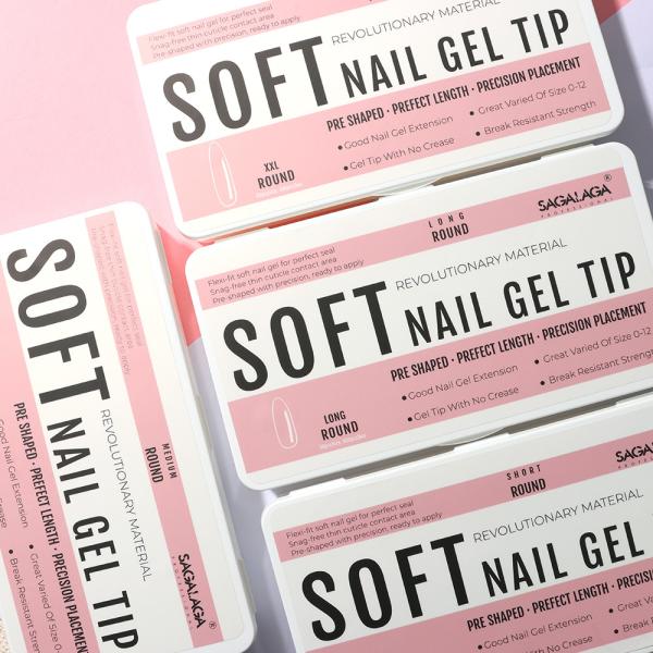 500 Pcs Short Almond Soft Gel X Nail Tips Made in XXL White Square Coffin Nails Tips Extension