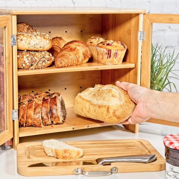 Custom Order Multifunction Wooden Bread Box With Cutting Board For Kitchen Countertop