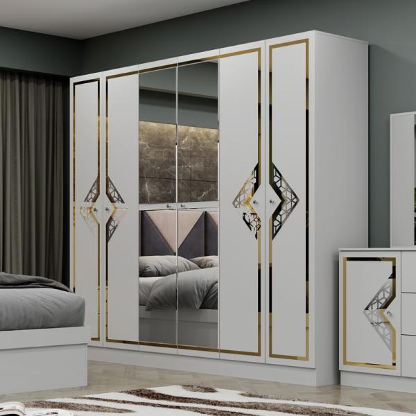 High Quality Wood Frame Modern King Size Double Bed Home Suite Queen Full Luxury Turkish Wooden Bedroom Furniture Set