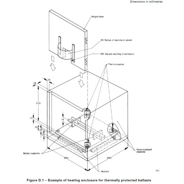 IEC 61347-1 Cámara de prueba de calentamiento de balasto con protección térmica para balastos con protección térmica