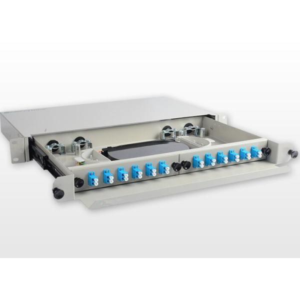 12 Port Rack Mount Patch Panel 1U , 19 Inch 24 Core LC Optical Fiber Patch Panel