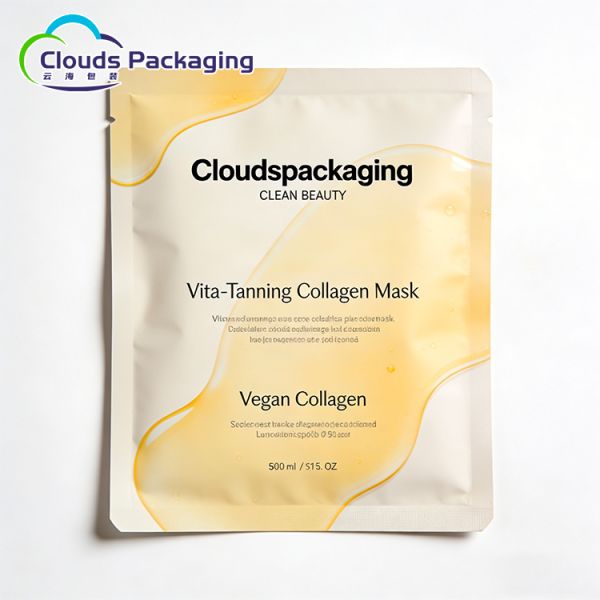 Cosmetic Facial Mask Packaging Printing Bag with Tear Notch  Skin Care Cream Packaging Bag Stock Packaging for Sell