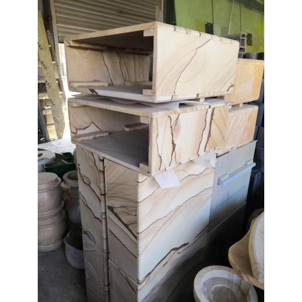 Wooden vein wood grain Sandstone natural sawn cut honed tile slabs