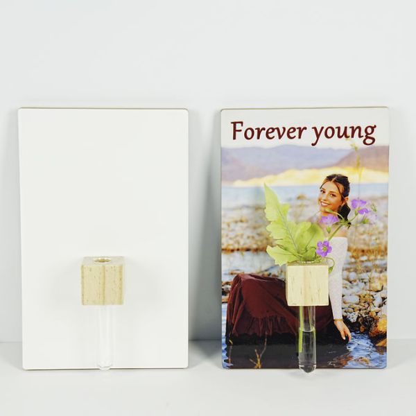 Creative Tabletop Sublimation MDF Wooden Photo Frame With Flower Holder Personalized Mother'S Day Gift