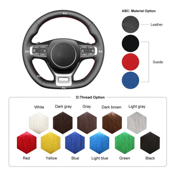 Pruple Artificial Leather Hand Sewing Steering Wheel Cover for Kia Sportage K5 GT Line 2021 2022 2023
