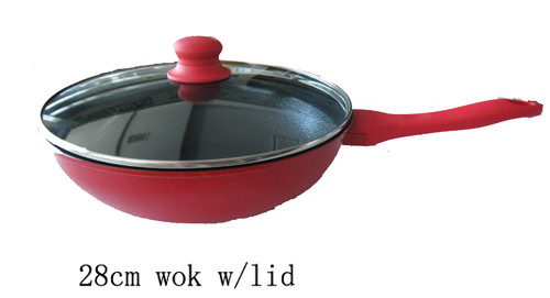 28км розовый индукции вок ручки не с стеклянной крышкой, ручкой кремния