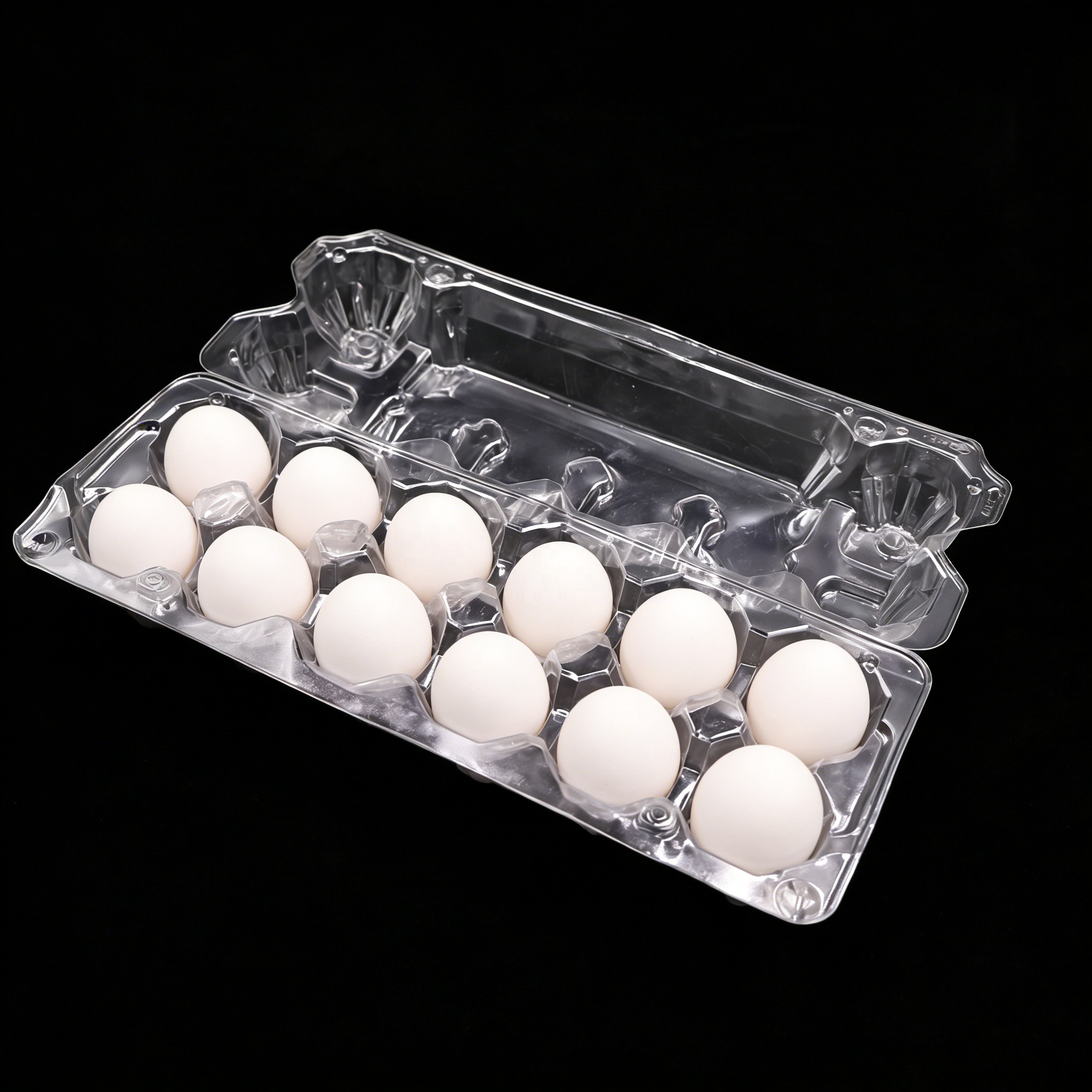 Supermarket Use Plastic Transparent Egg Tray Stackable 12 Grid Egg Tray Food Grade Plastic Egg Trays for Transport