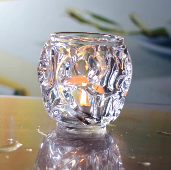 Castiçais de vidro com nervuras originais resistentes, castiçal de vidro claro para Tealight