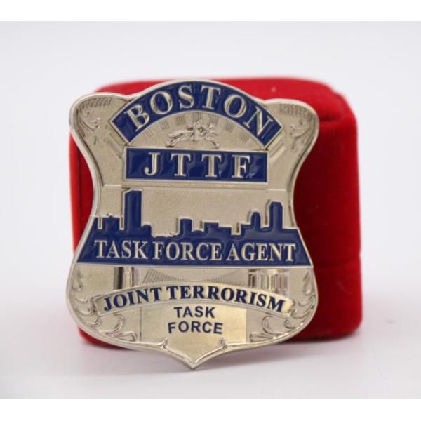 Small Size Shinny Silver Plating high quality Boston police badges