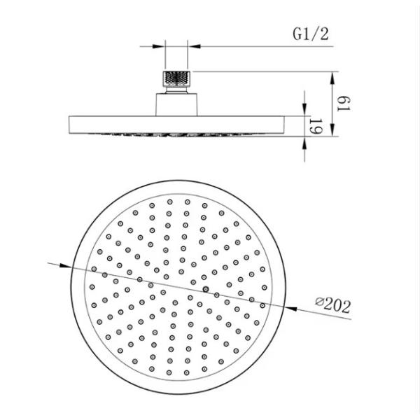 Exposed Shower Faucet without Slide Bar 8 Inch Luxury ABS Plastic Rain Shower Head