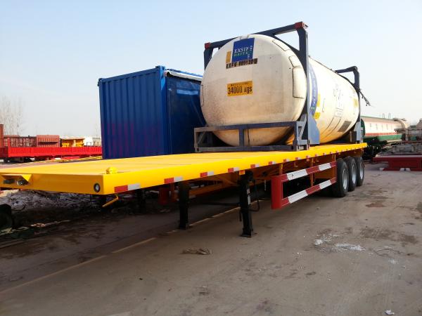 Tri axle 40 Tons Skeletal semi trailer for Transporting 20  foot 40 foot flatbed trailer