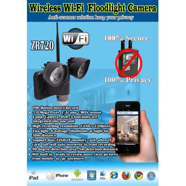 720P 1.4MP Wifi Security Camera Wireless DVR LED Light Lamp With PIR Motion Detection