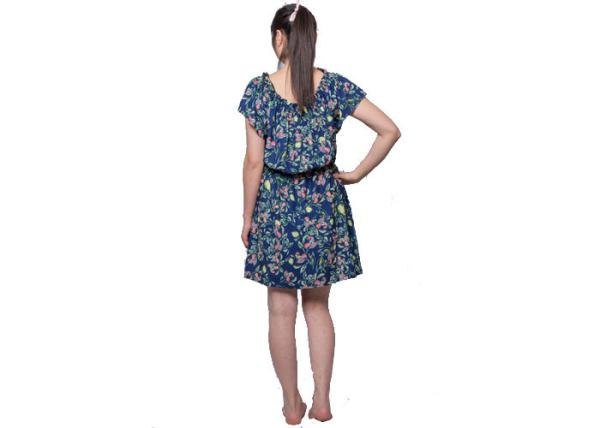 Short Sleeve Floral Maxi 100 Polyester Maxi Dress With Smocked Around Shoulder