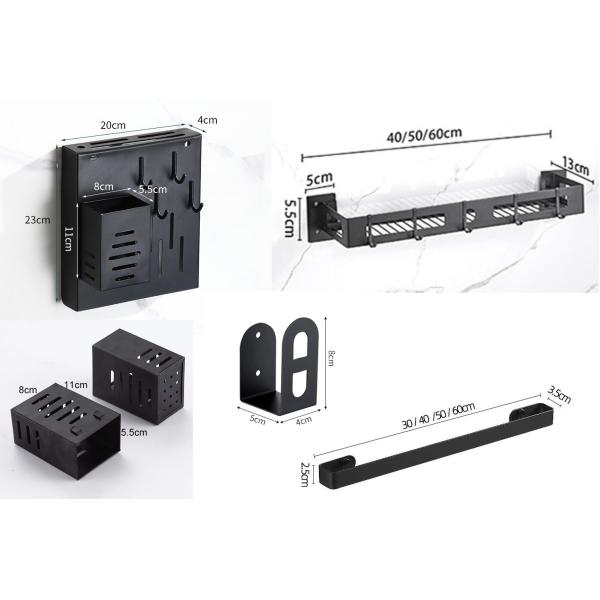 Rectangle Wall Mounted Kitchen Shelf With Matt Black Baking Paint Finish