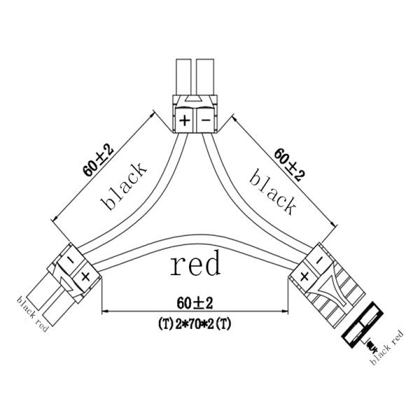 3*60mm High Temperature Silicone Wire 3 Way Splitter Cord 14AWG TRX 2 Male To 1 Female