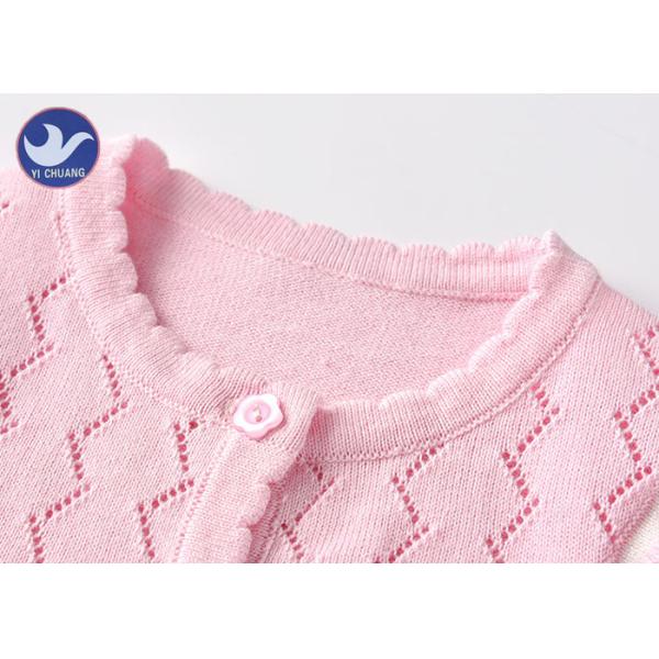 Zig Pointelle Girls Cable Knit Cardigan Sweater Ruffle Edges Children Knitting Garment