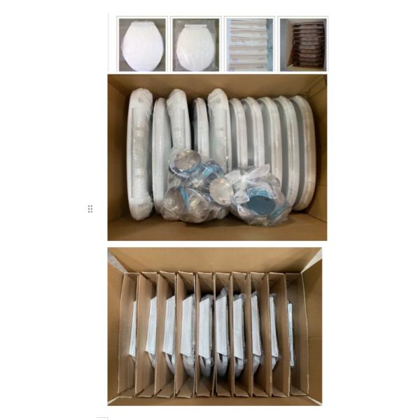 Белое D-образное мягкое закрытое крышко сиденья туалета с крышкой быстрого освобождения и двумя кнопками нажатия