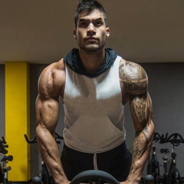 Новый стиль Мускульный тренажерный зал капюшонированный жилет Мужские спортивные безрукавные хаусики