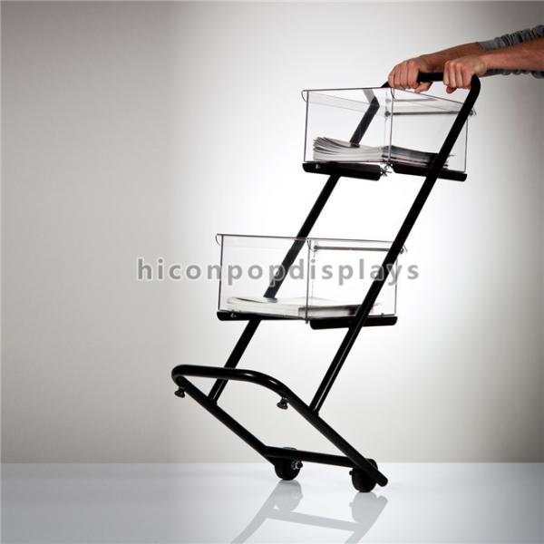 2 - Wheel Floor Commercial Retail Store Fixtures Acrylic Box Metal Book Display Shelf