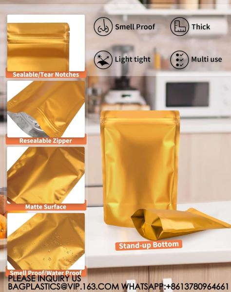 Sustainable Recyclable Pack Resealable Stand Up Bags,Smell Proof Pouch Sealable Foil Pouch Bags For Packaging