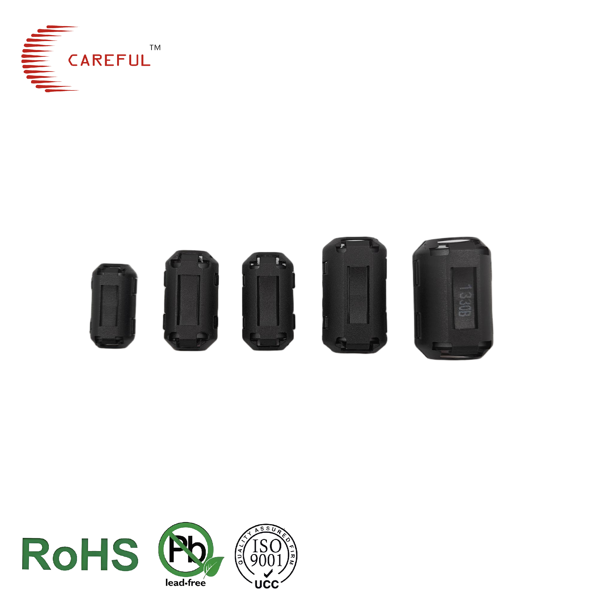 Careful SCRC Snap Ferrite Kit with 3-13mm ID Cores for 1-300MHz Noise Suppression Thick PP Box RoHS REACH