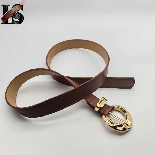 Manufacturer Casual Leather Belts Brown Large Pin Buckle with alloy washer buckle