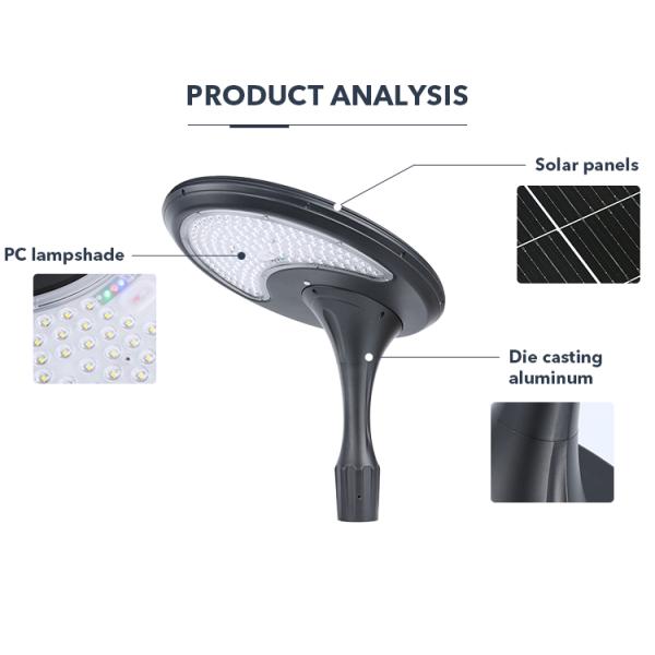 38W Courtyards Integrated Solar Led Street Light Oval Shape Light Control Outdoor  Lamp