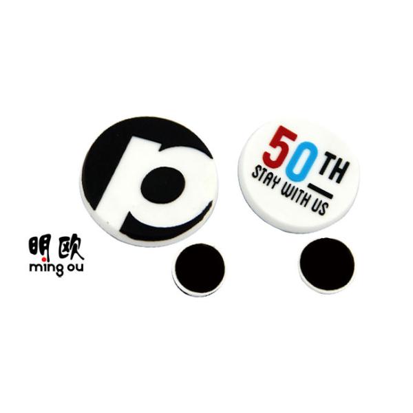 Round Soft Rubber / PVC Fridge Magnets Personalised Black / White Color