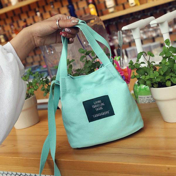Japanese minimalist mori academic style letter canvas bag slung shoulder bag handbag small bucket bag