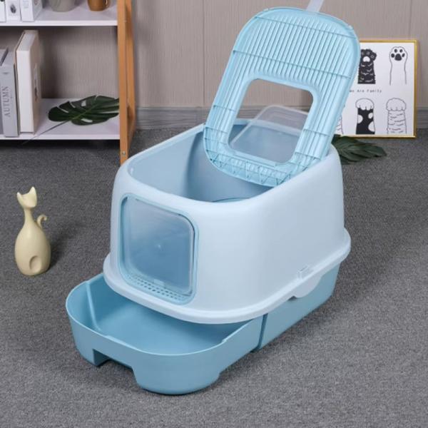 Multi Cats Suitable Pink Enclosed Cat Litter Box With Anti Splash And Litter Shovel
