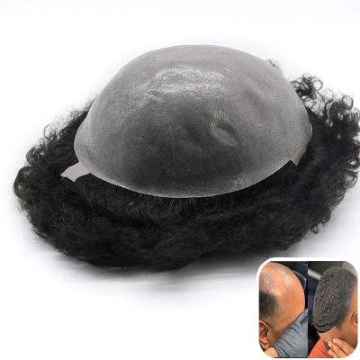 Male Toupee Natural Hairline Black Male Wigs Real Hair Adjustable