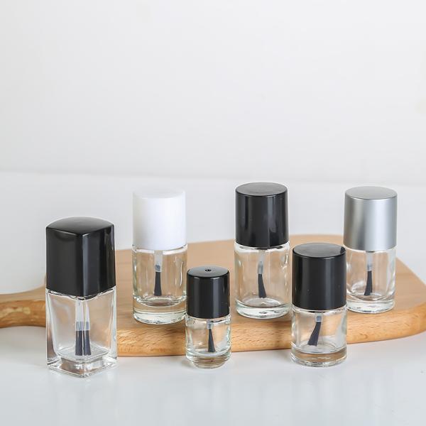 8ml 10ml 15ml Customized Accepted Clear UV Gel Nail Polish Bottle Empty Glass Bottle for Gel Polish With Silver Cap and Brush
