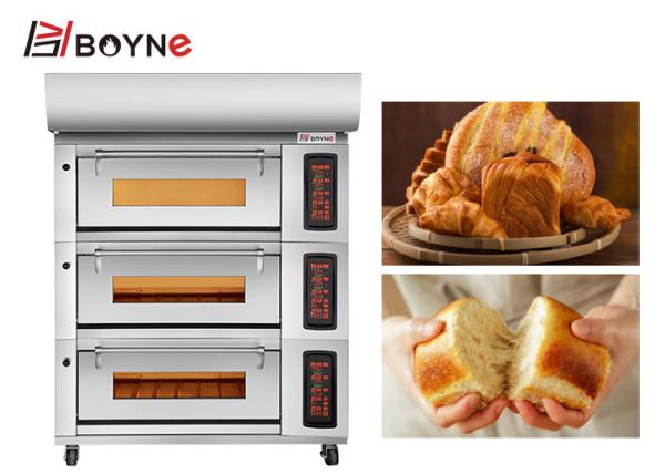 Floor type Commercial 3 Deck 6 Trays Gas Bakery Oven Digital Control Stainless Steel