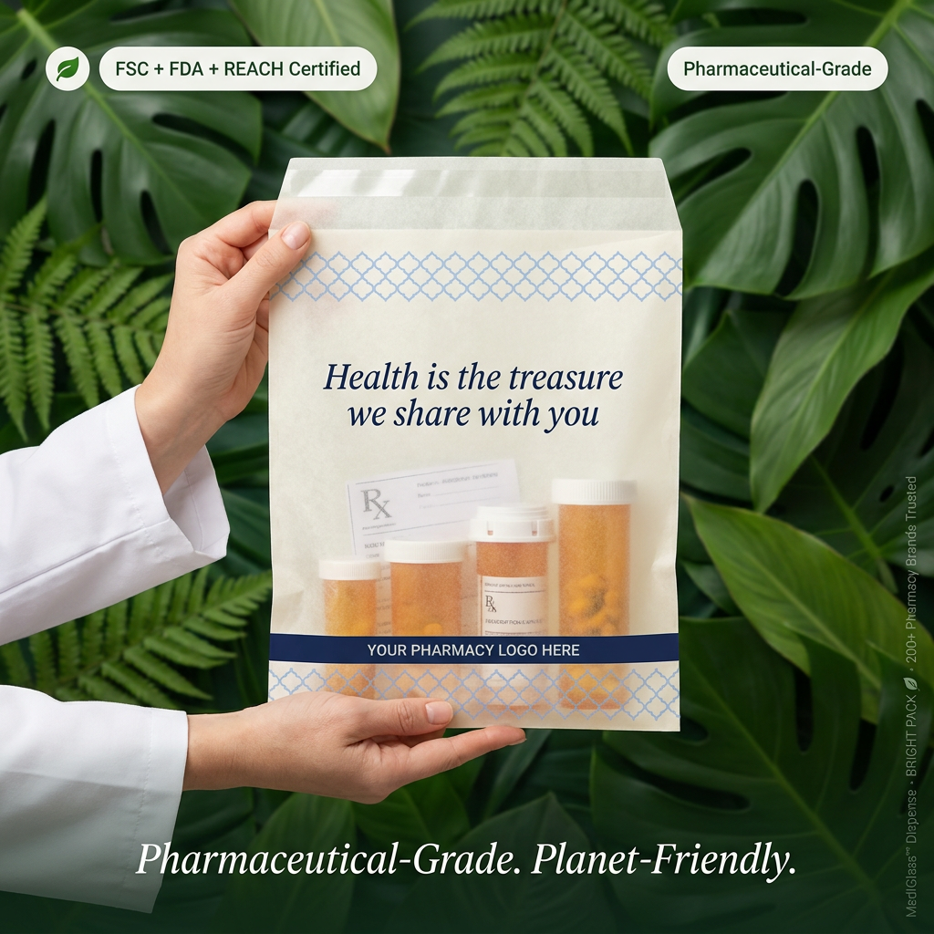 Wax Coated Paper Medicine Bags Pharma Pharmacy Dispensing Bags Sustainable