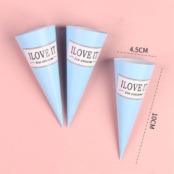 Summer Customized Logo Sleeving Cone Shaped Ice Cream Paper Holder for Food Packaging