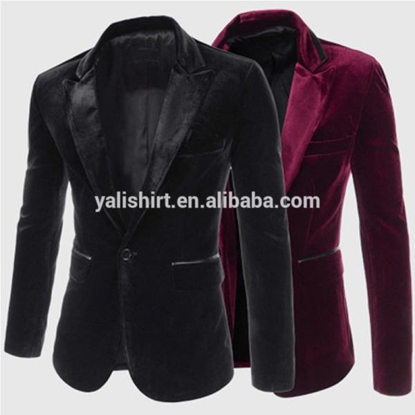 Wholesale business style softer velvet slim fit jackets mens blazers casual