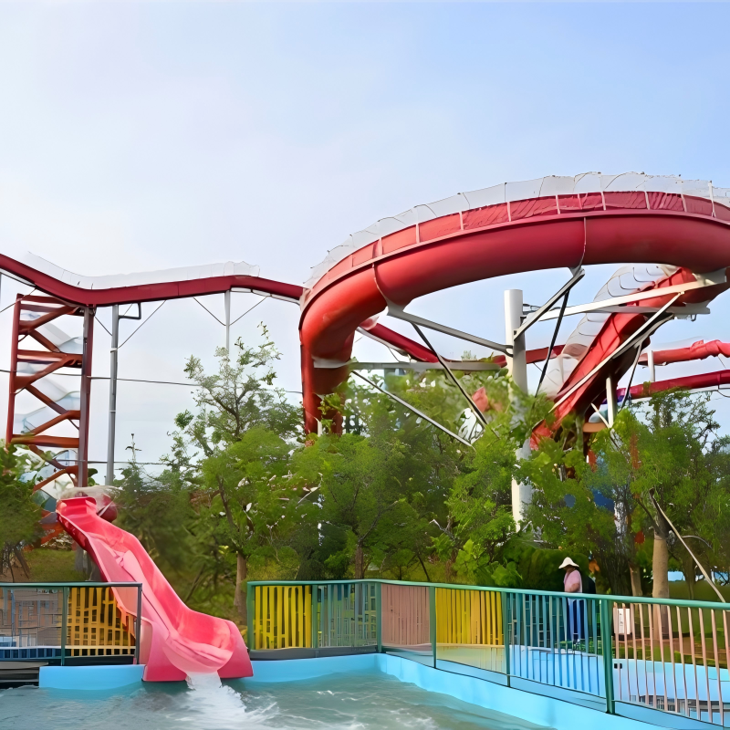 Water Park Roller Coaster Water Slide 15-20m Height Dual Person Interactive