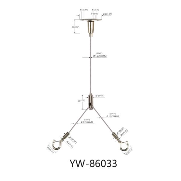 Los sistemas de la ejecución del cable del techo de las luces del panel del LED revisten los Y-ajustes con cobre materiales YW86033