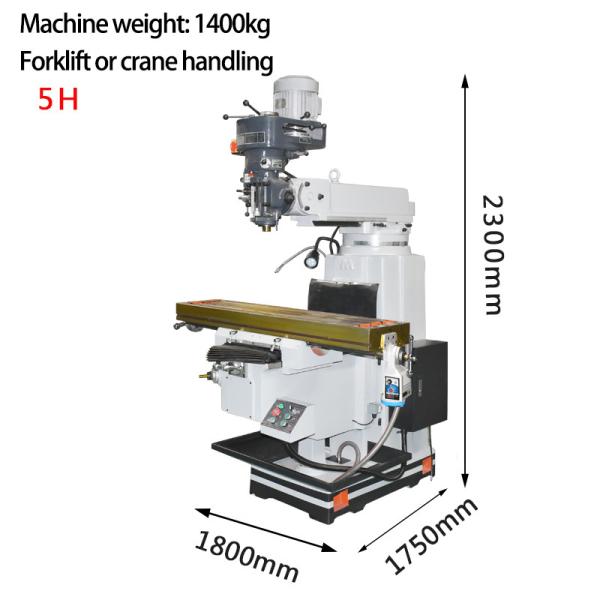 Turret Vertical Milling Machine 5H Milling Head Table Size 1370x305 Turret Milling Machine