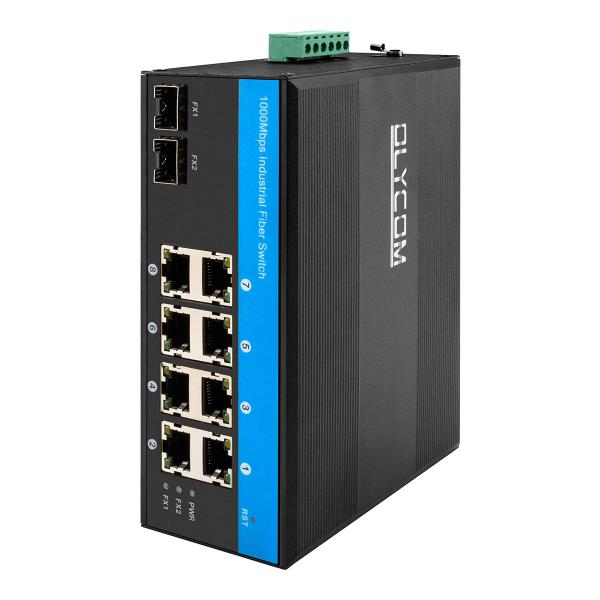 Interruptor Unmanaged industrial do ponto de entrada da montagem do trilho do RUÍDO 48VDC portos de 8 gigabits RJ45
