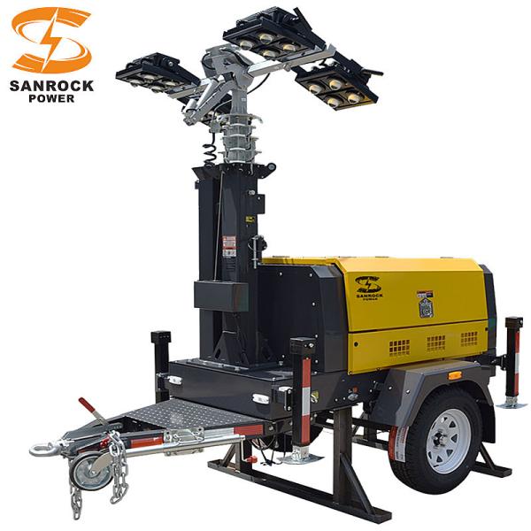2 Wheels Portable Light Tower Generator Stable Performance Towable Light Tower