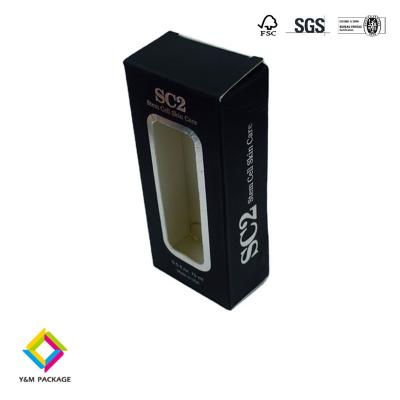 Cartão de papel de perfume preto com janela
