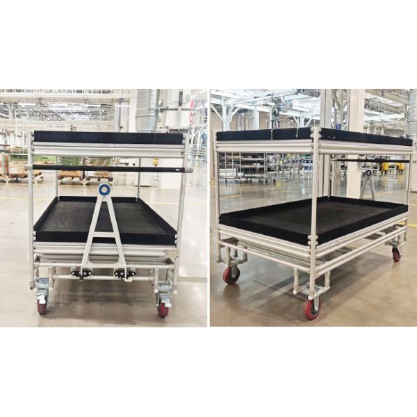 Third Generation Aluminum Alloy Lean Pipe Material Rack For Automotive Parts Lean Tube Trolley Rack For Auto Parts Storage and Transportation