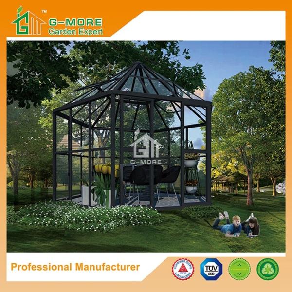 Aluminum Greenhouse-Hexagon Series-320 X 283 X 275CM-Dark Grey Color- PC or Glass